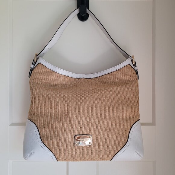 Michael Kors Millbrook Wicker Straw Hobo Shoulder Bag Beige - Picture 1 of 12